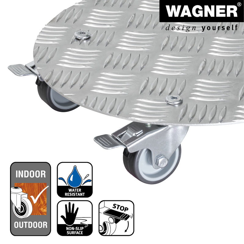 11.8" Silver Round Diamond Plated Aluminum Plant Caddy