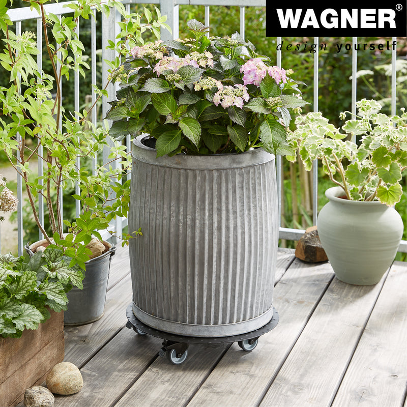 15" Black Round Aluminum Plant Caddy