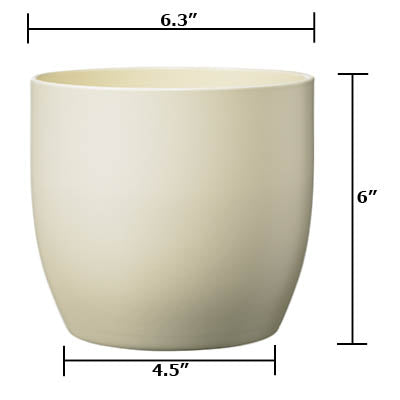 6.3" Matte Cream Ceramic Basel Fashion Pot