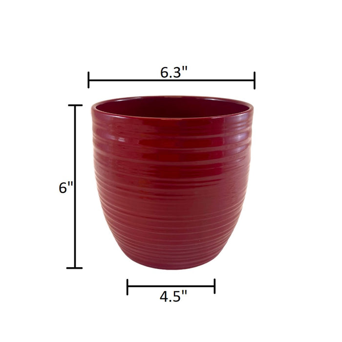 6.3" Red Ceramic Bergamo Pot