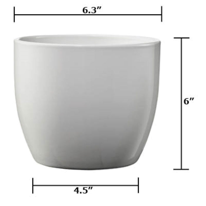 6.3" Shiny Light Gray Ceramic Basel Elegance Pot