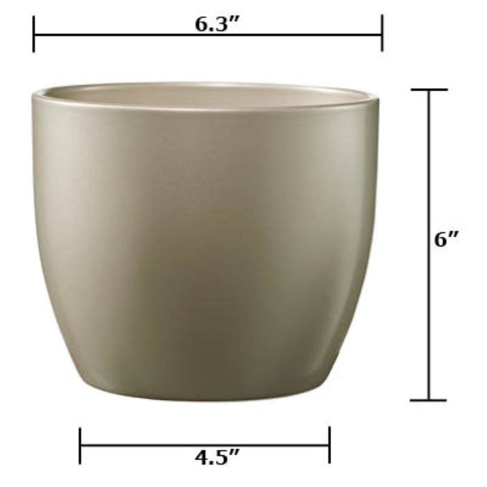 6.3" Gray Beige Metallic Ceramic Basel Elegance Pot