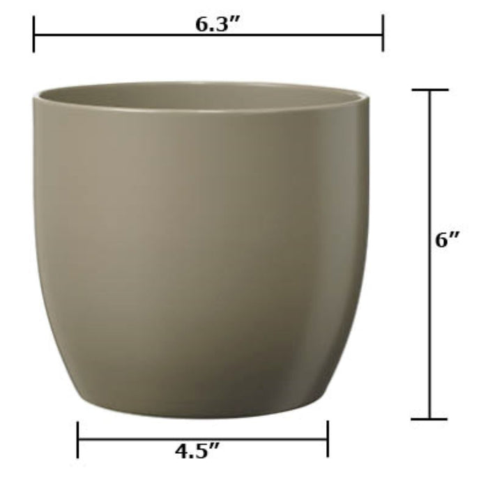 6.3" Matte Light Gray Ceramic Basel Fashion Pot