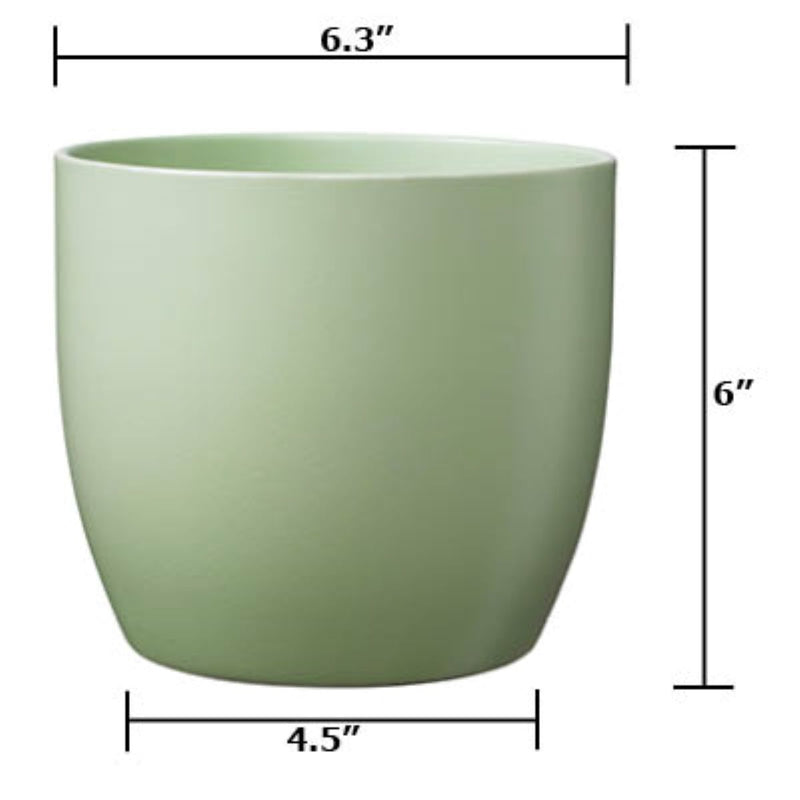 6.3" Matte Linden Green Ceramic Basel Fashion Pot