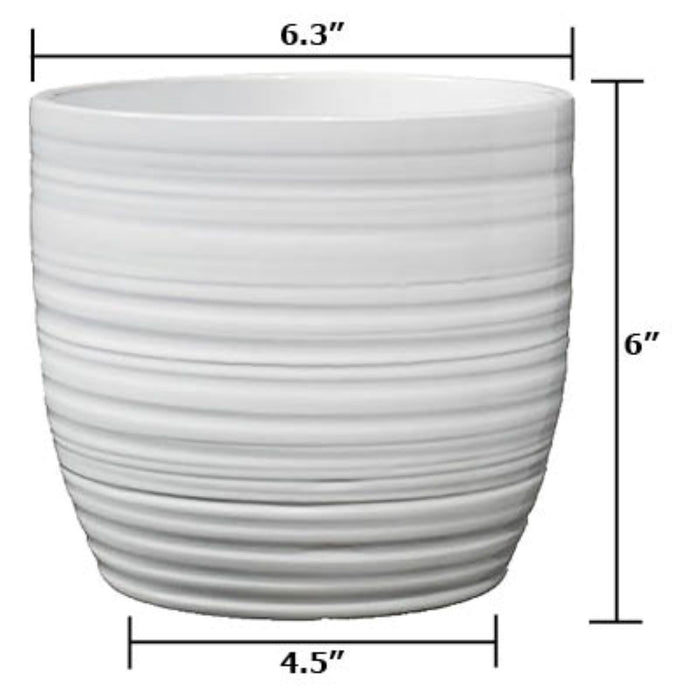 6.3" White Ceramic Bergamo Pot