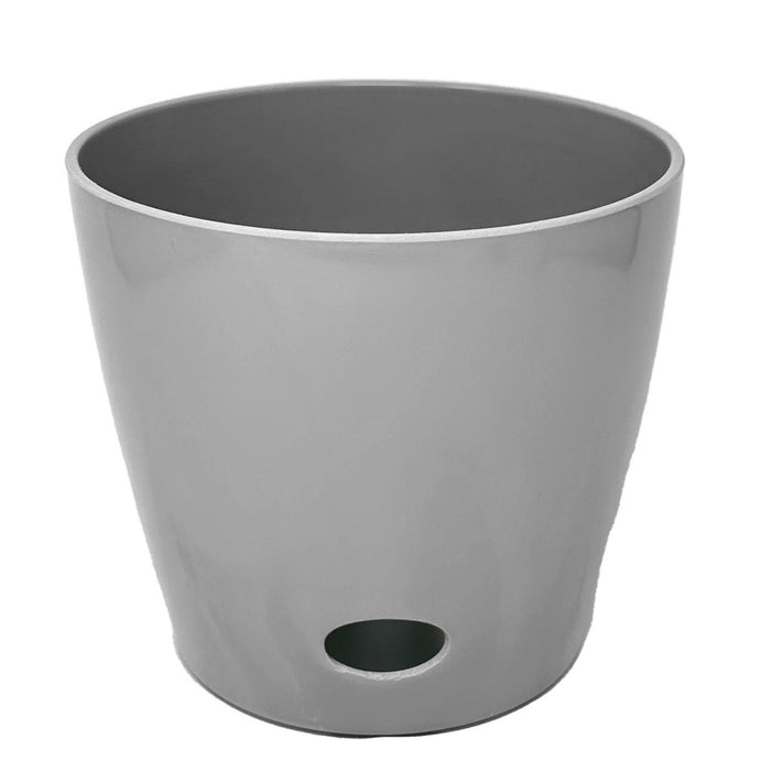 10" Gray Round Self-Watering Bamboo Pot