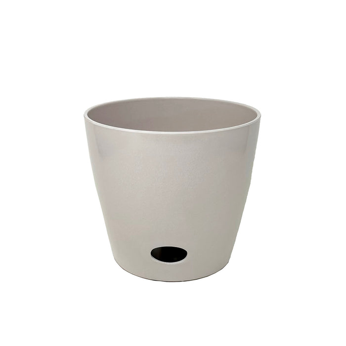 5" Cream Round Self-Watering Bamboo Pot