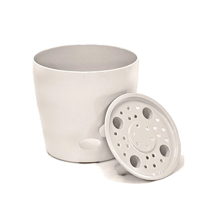 5" Cream Round Self-Watering Bamboo Pot