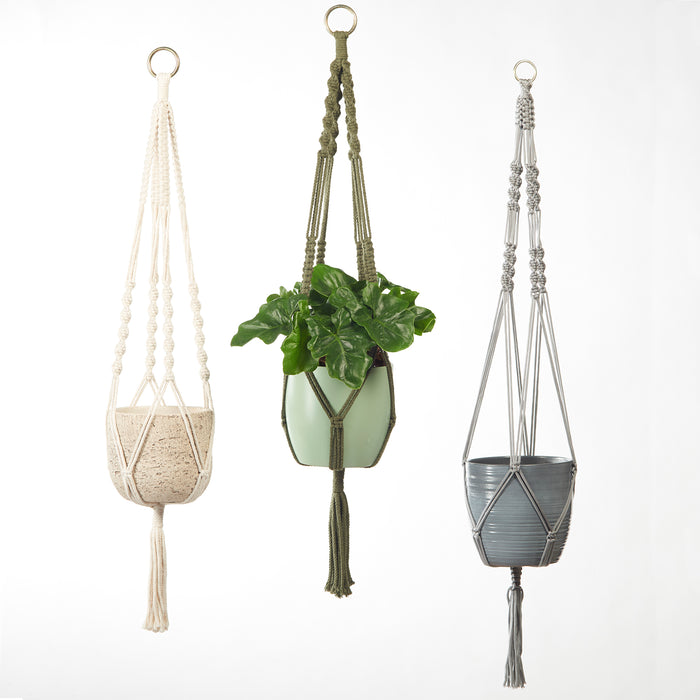 35" Shiny Gray Macrame Hanger