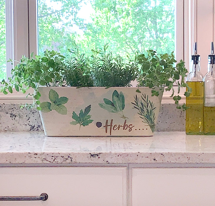 16" Herbs Rectangular Self-Watering Bamboo Planter