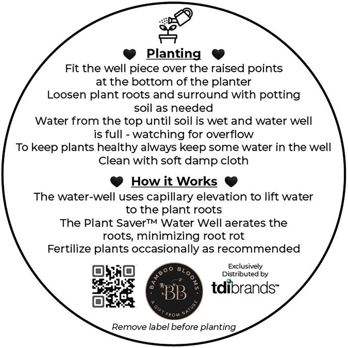 10" Black Round Self-Watering Bamboo Pot