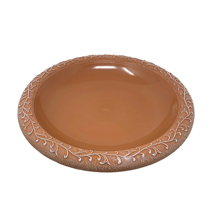 24" Terra Cotta Fiber Clay Birdbath