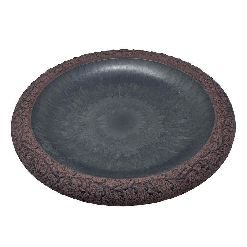 19" dia Slate/Wine Fiber Clay Birdbath Bowl