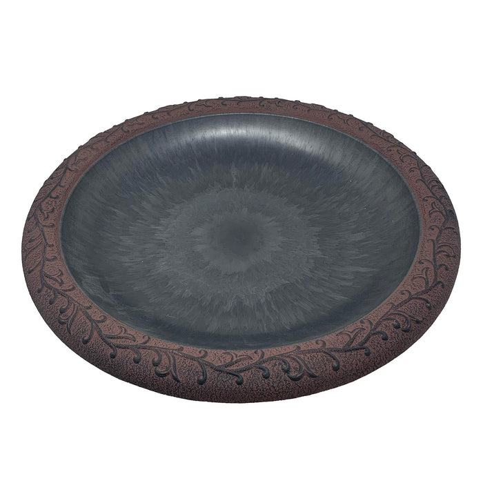 19" dia Slate/Wine Fiber Clay Birdbath Bowl