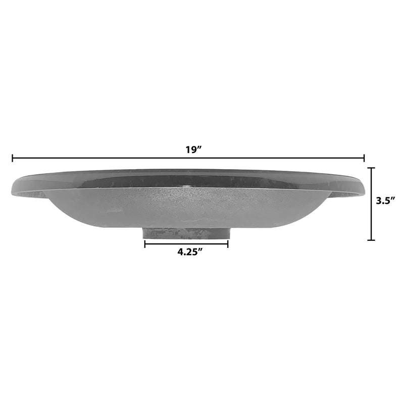 19" dia Red/Charcoal Fiber Clay Birdbath Bowl