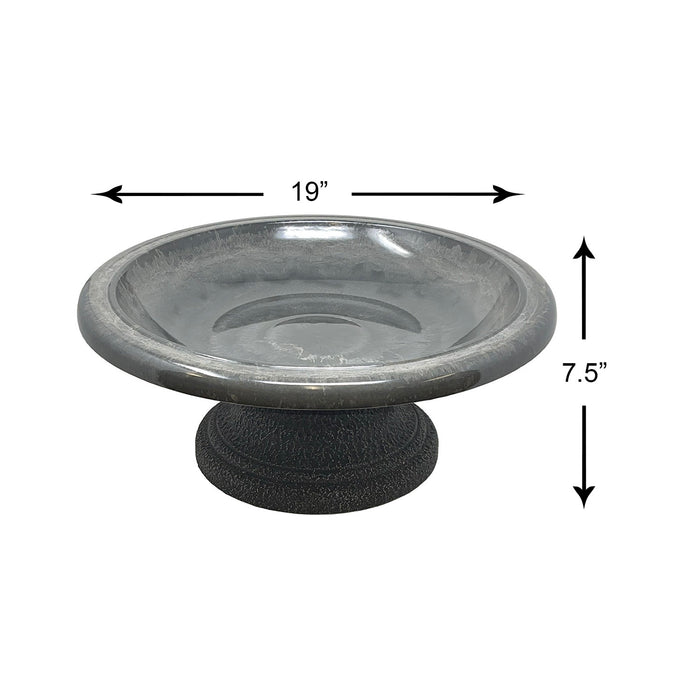 7.5" Gray Fiber Clay Birdbath