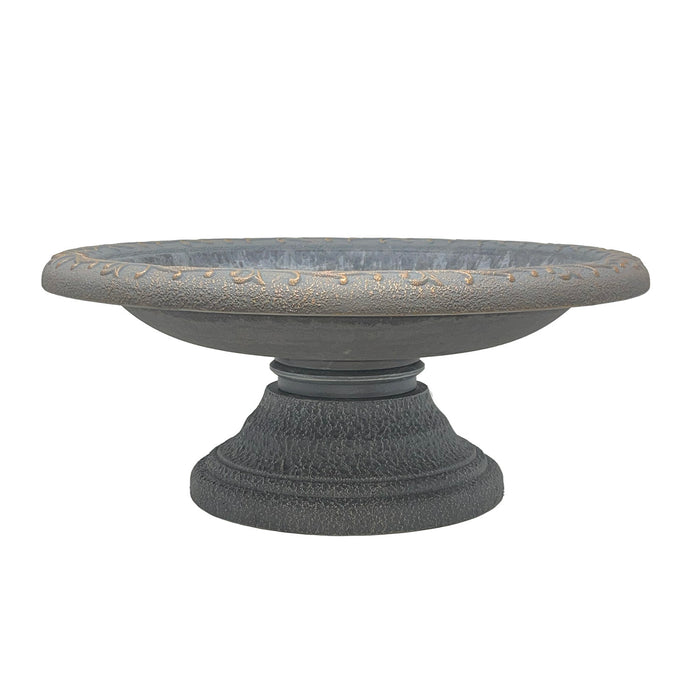 7.5" Dove Gray Fiber Clay Birdbath