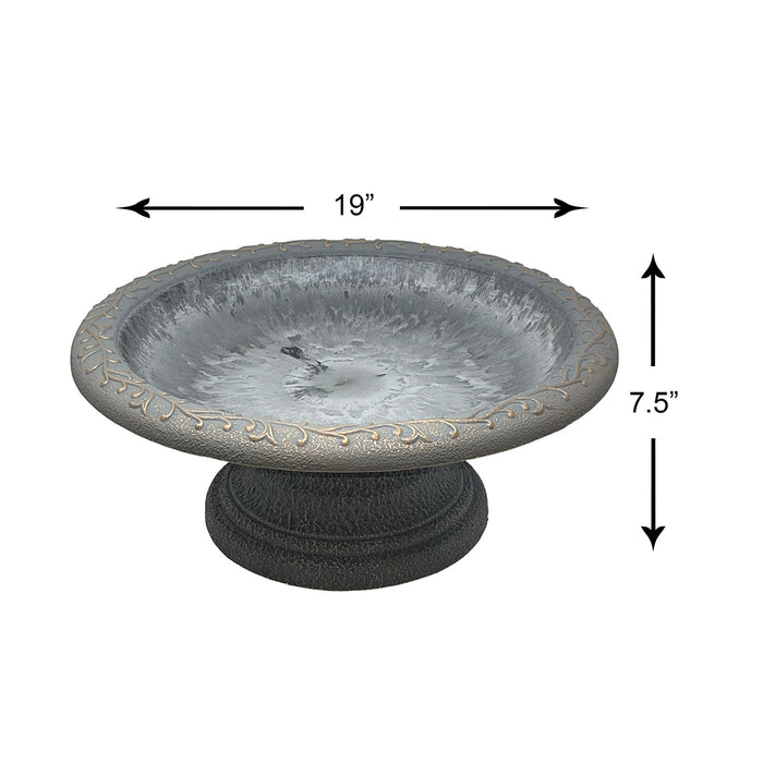 7.5" Dove Gray Fiber Clay Birdbath