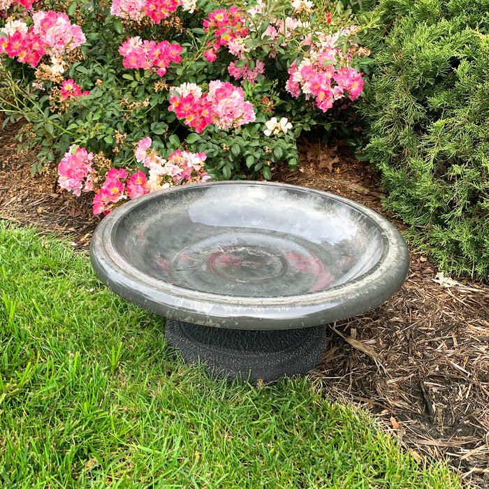 7.5" Gray Fiber Clay Birdbath