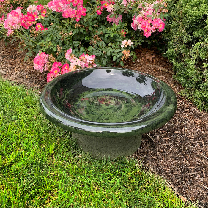 7.5" Hunter Green Fiber Clay Birdbath