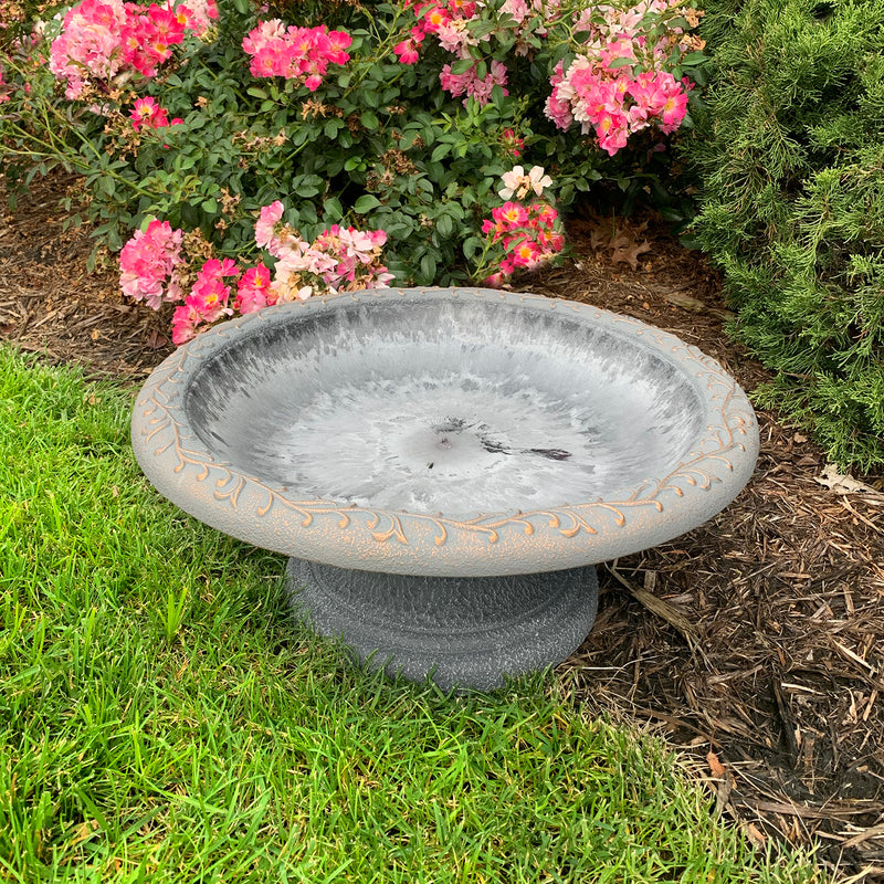 7.5" Dove Gray Fiber Clay Birdbath