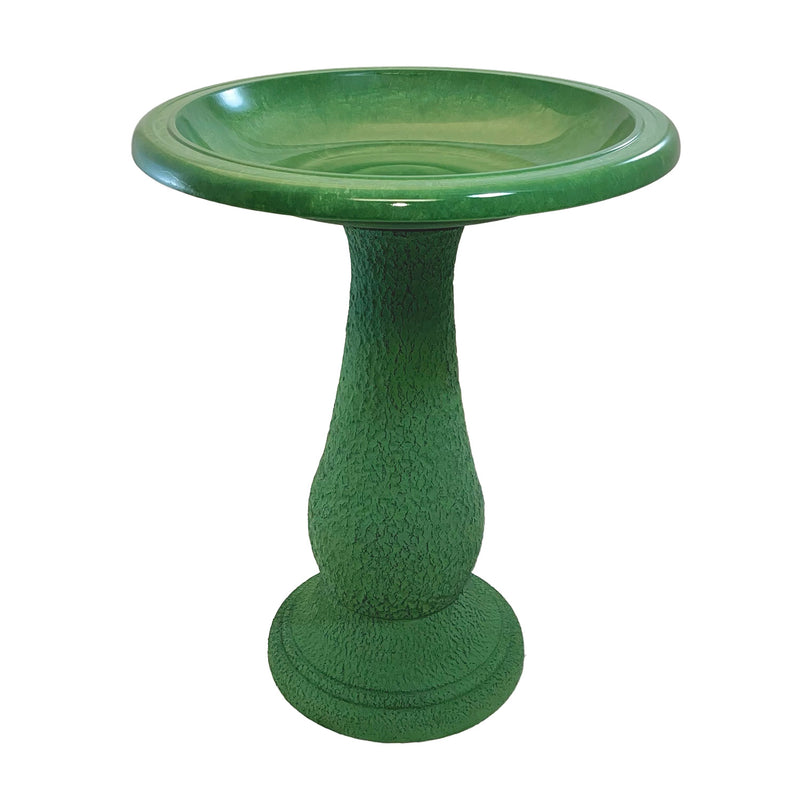 24" Kale Green Fiber Clay Birdbath