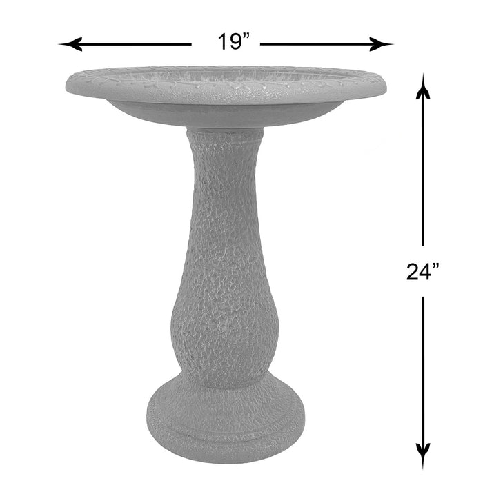 24" Dove Gray Fiber Clay Birdbath