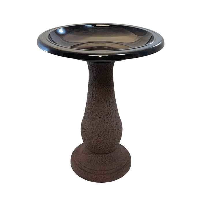 24" Antique Brown Fiber Clay Birdbath