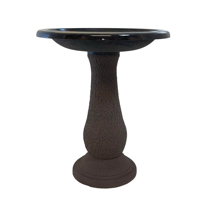 24" Antique Brown Fiber Clay Birdbath