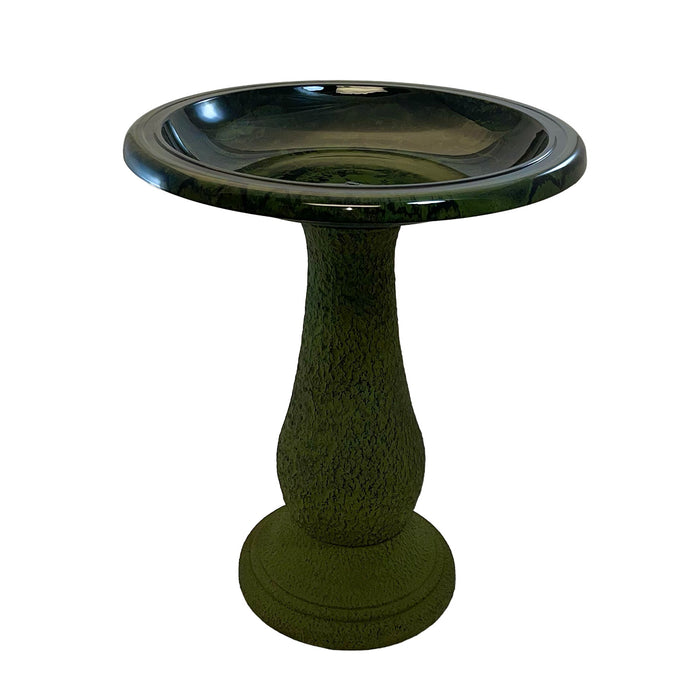 24" Hunter Green Fiber Clay Birdbath