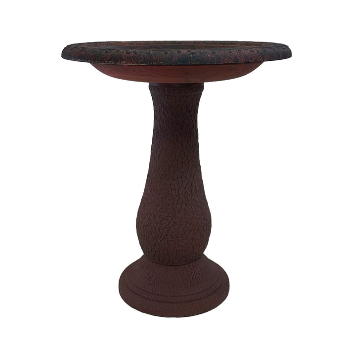 24" Red/Charcoal Fiber Clay Birdbath