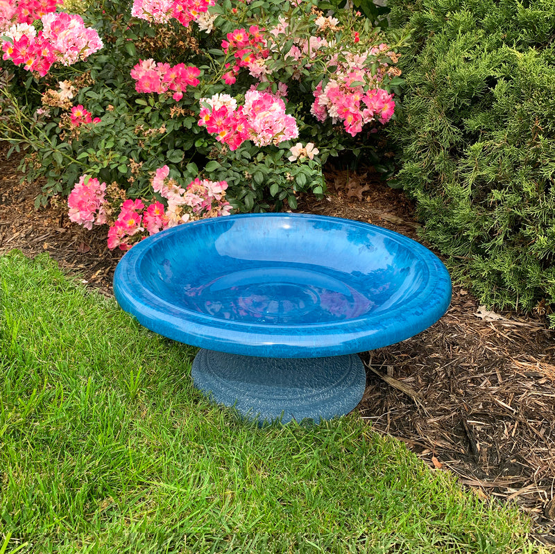 7.5" Azure Fiber Clay Birdbath
