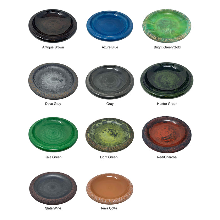 19" dia Red/Charcoal Fiber Clay Birdbath Bowl