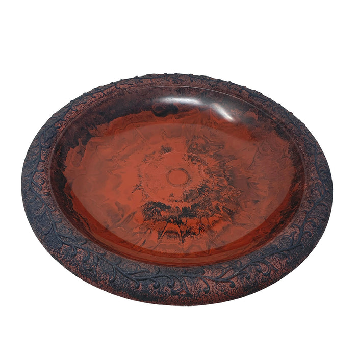 24" Red/Charcoal Fiber Clay Birdbath