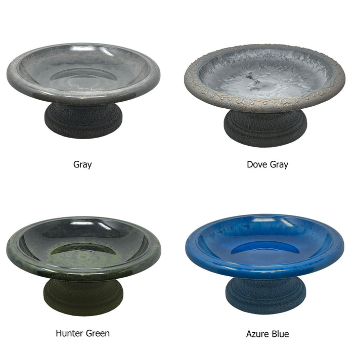 7.5" Hunter Green Fiber Clay Birdbath