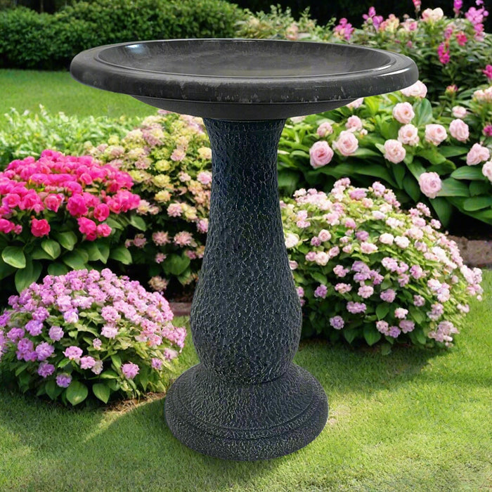 24" Gray Fiber Clay Birdbath