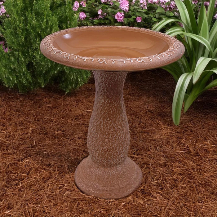 24" Terra Cotta Fiber Clay Birdbath