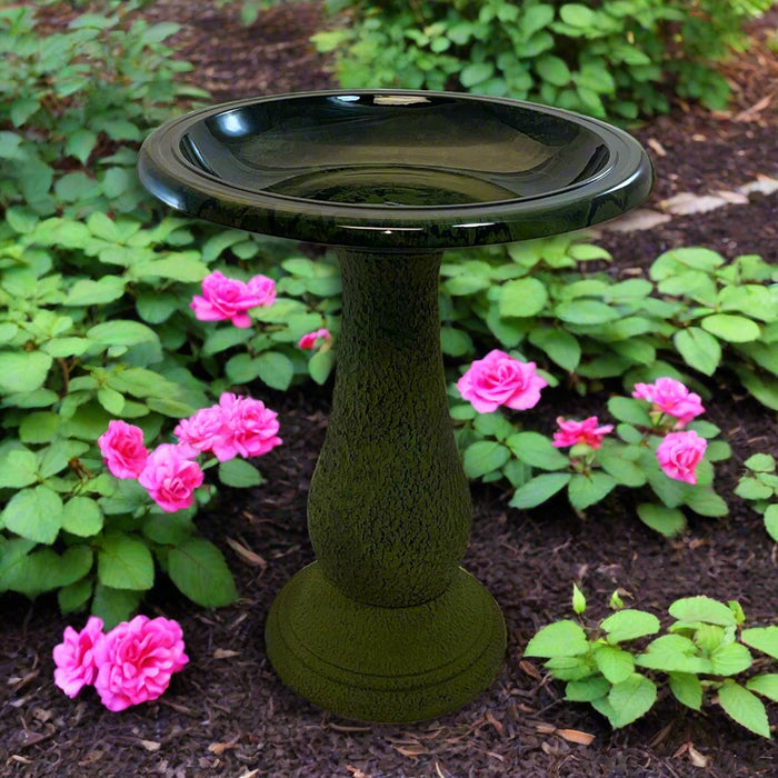 24" Hunter Green Fiber Clay Birdbath