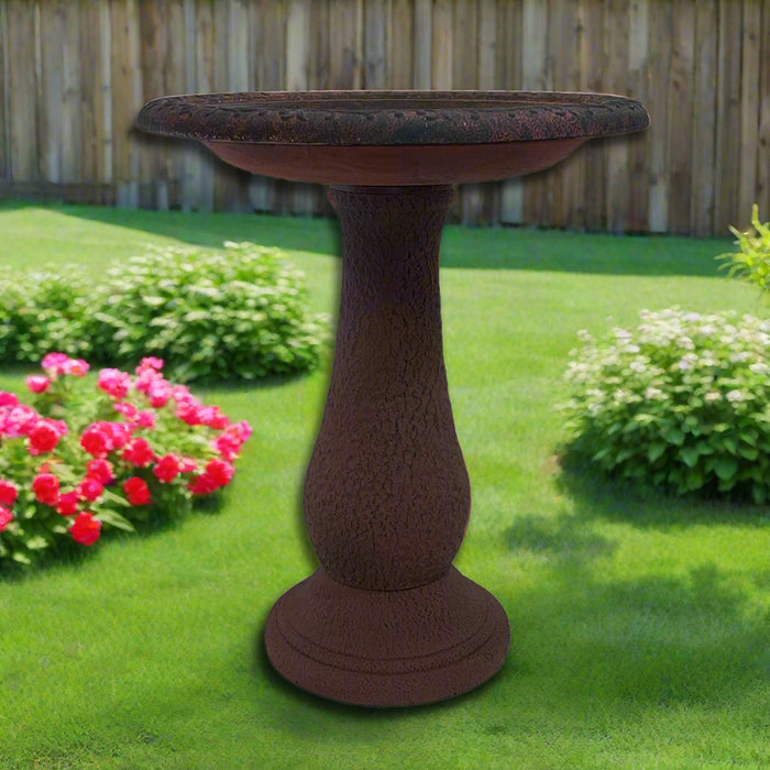 24" Red/Charcoal Fiber Clay Birdbath