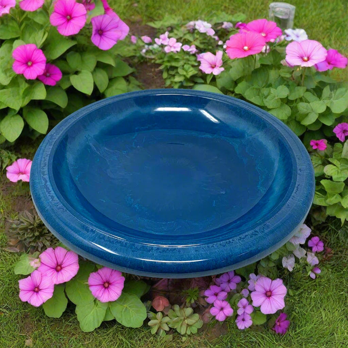 19" dia Azure Fiber Clay Birdbath Bowl