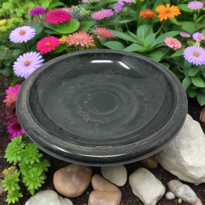 19" dia Gray Fiber Clay Birdbath Bowl