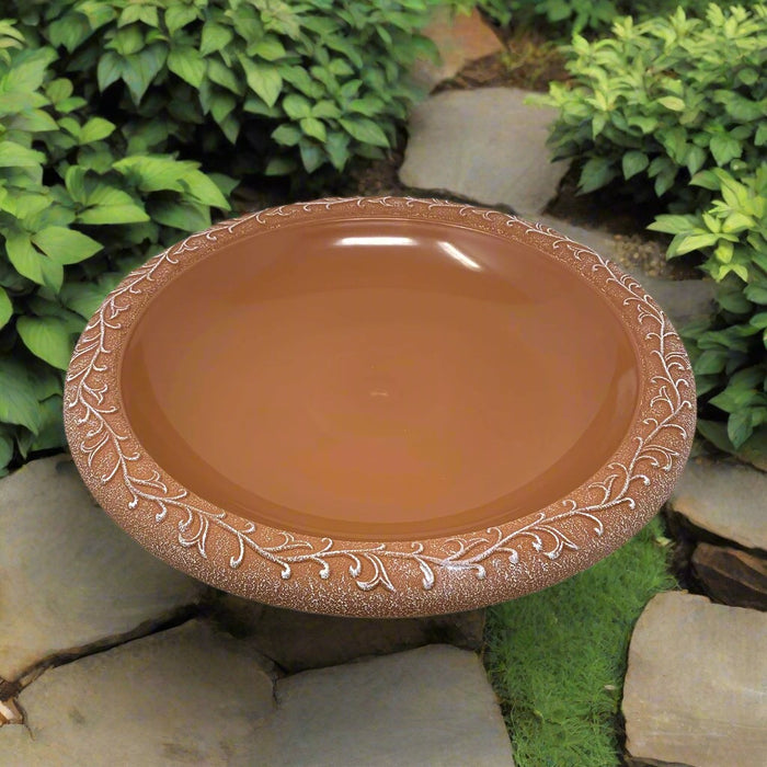 19" dia Terra Cotta Fiber Clay Birdbath Bowl
