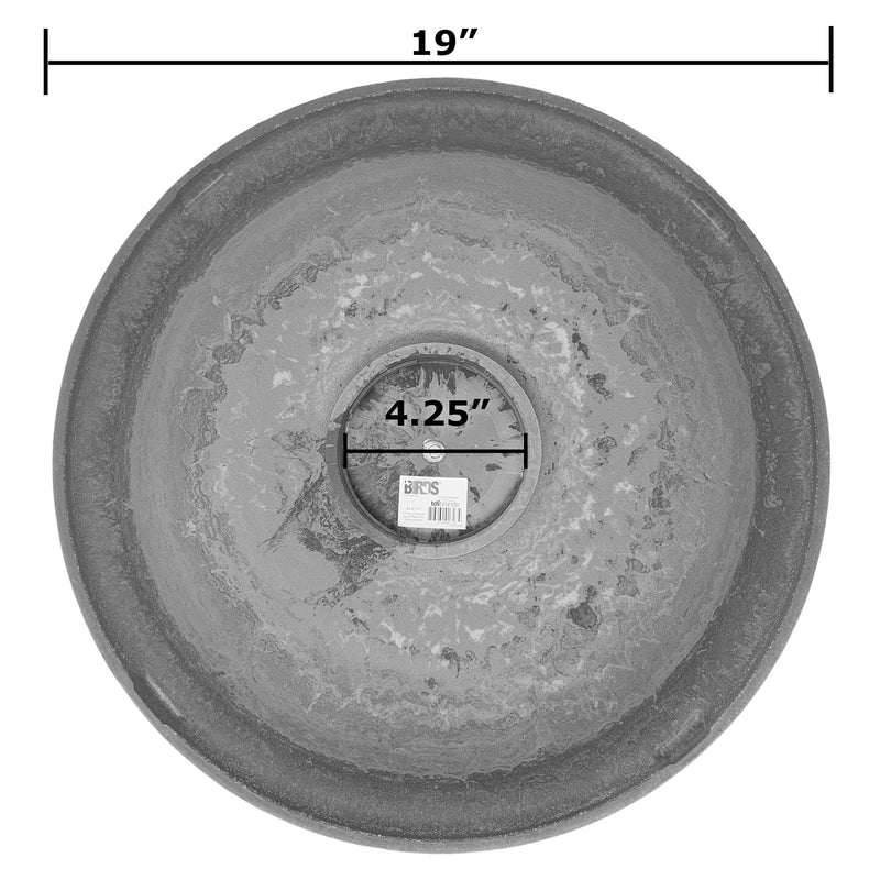 19" dia Red/Charcoal Fiber Clay Birdbath Bowl