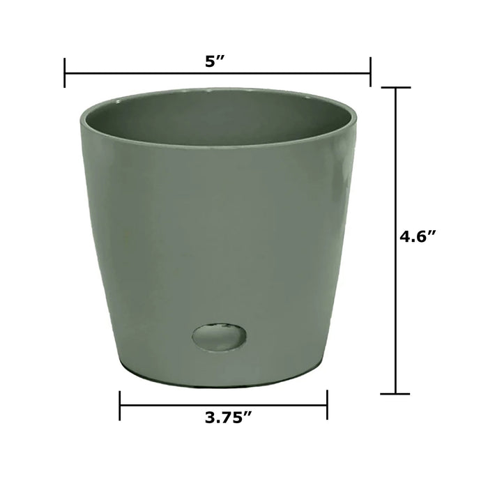 5" Sage Green Round Self-Watering Bamboo Pot