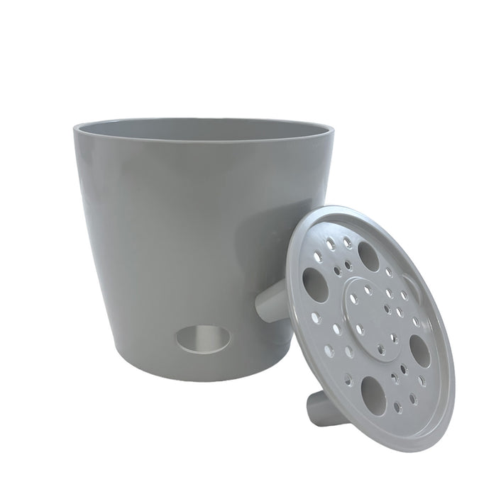 5" Gray Round Self-Watering Bamboo Pot