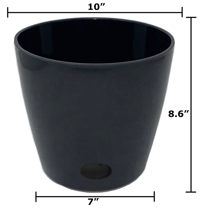 10" Black Round Self-Watering Bamboo Pot
