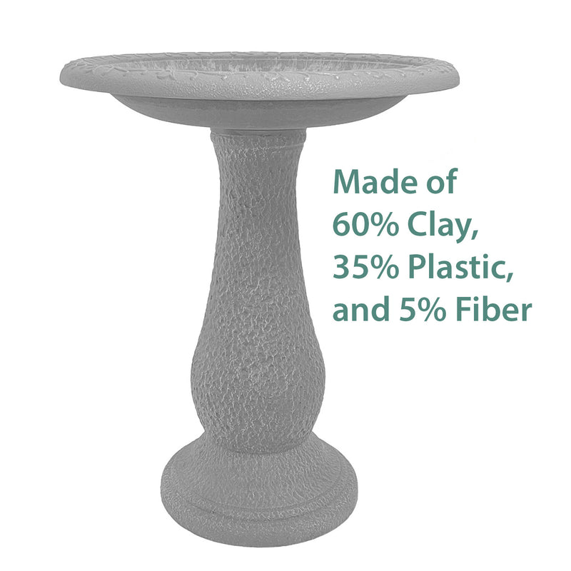 24" Terra Cotta Fiber Clay Birdbath