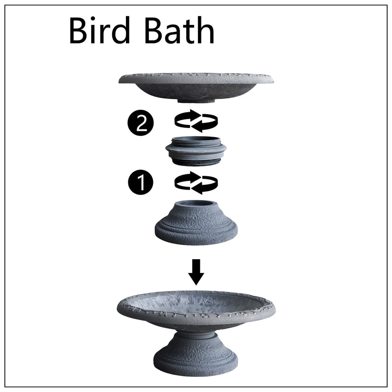 7.5" Hunter Green Fiber Clay Birdbath