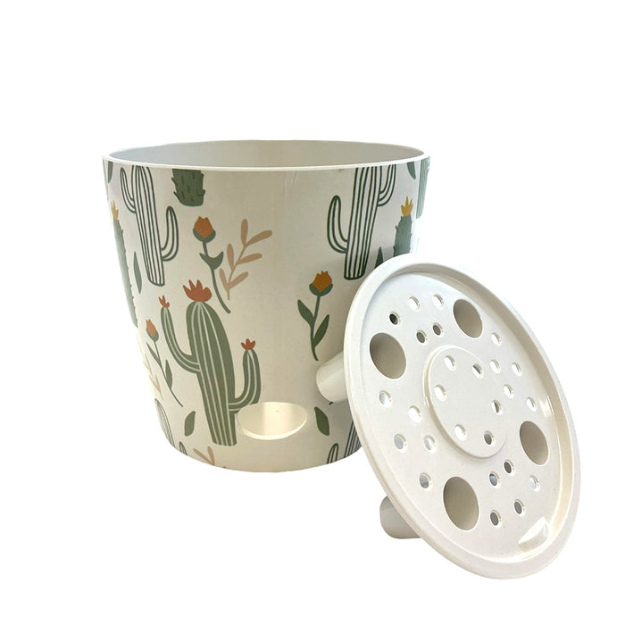 7" Cactus Round Self-Watering Bamboo Pot
