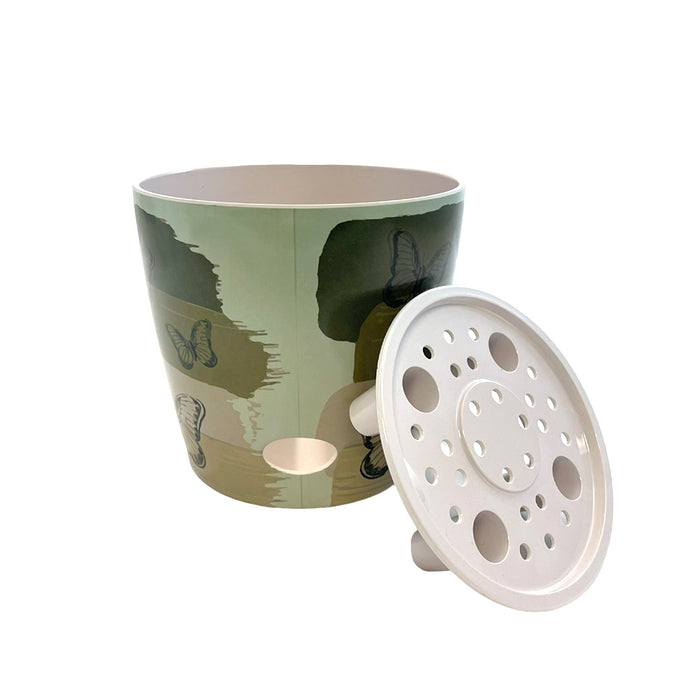 7" Butterfly Round Self-Watering Bamboo Pot